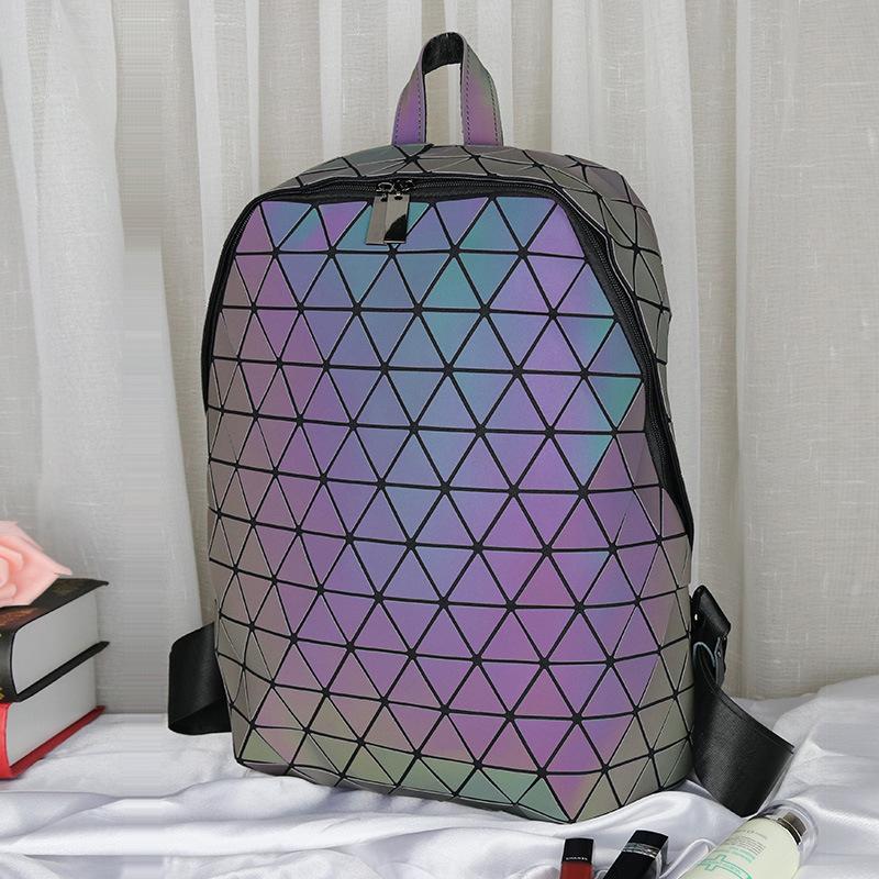 Fashion Backpack Geometric Rhombus Inverted Triangle Symphony Mountaineering Bag Triangle Piece Rhombus Color Changing Luminous Backpack
