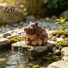 Outdoor Animal Decor Water Spitting Hippopotamus Figurine Realistic Hippo Resin Statue Statue Fountain Sculpture for Garden Pond Pool Decoration