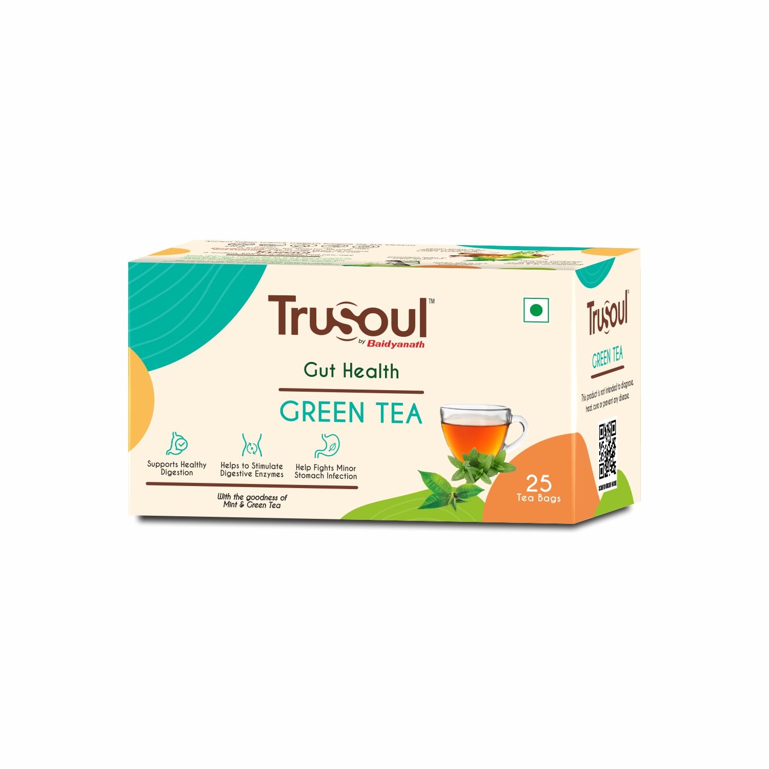 

TruSoul By Baidyanath Natural Herbal Gut Health Green Tea - 25 Bags | Enriched with the Goodness of Mint - Supports Healthy Digestion and G