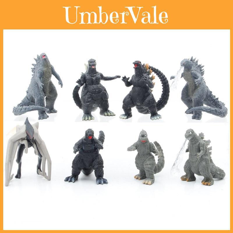 Set da Otto Pezzi Godzilla Kong Kim Battaglia Dinosauro Figure d'Azione in PVC da Collezione per Bambini e Decorazione