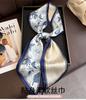 Literary flower printing double-layer scarf decorative silk scarf commuting spring and summer diagonal hair scarf versatile thin streamer