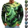 Men's Halloween Casual Long Sleeve Neck T-Shirt for Festival Celebration