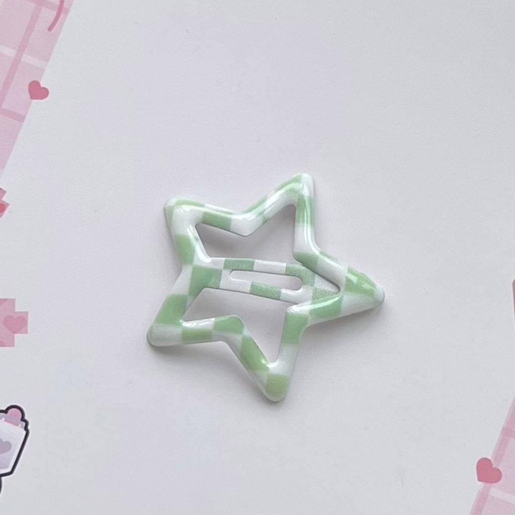 10pcs Stylish Lattice Star Hairpin Colorful Hair Clip Casual Wear Hair Barrettes for Teenagers and Children