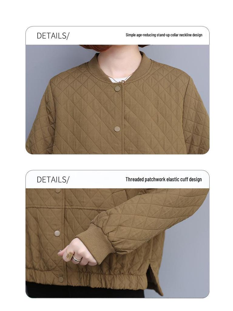 Women's Plaid Long-Sleeve Baseball Jacket, Spring/Autumn 2024 European Style Fashion.