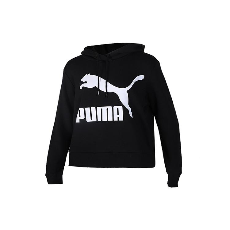 (WMNS) PUMA Classics Logo Hoody Knitting Pullover Fleece Black Women s 595915-01 S