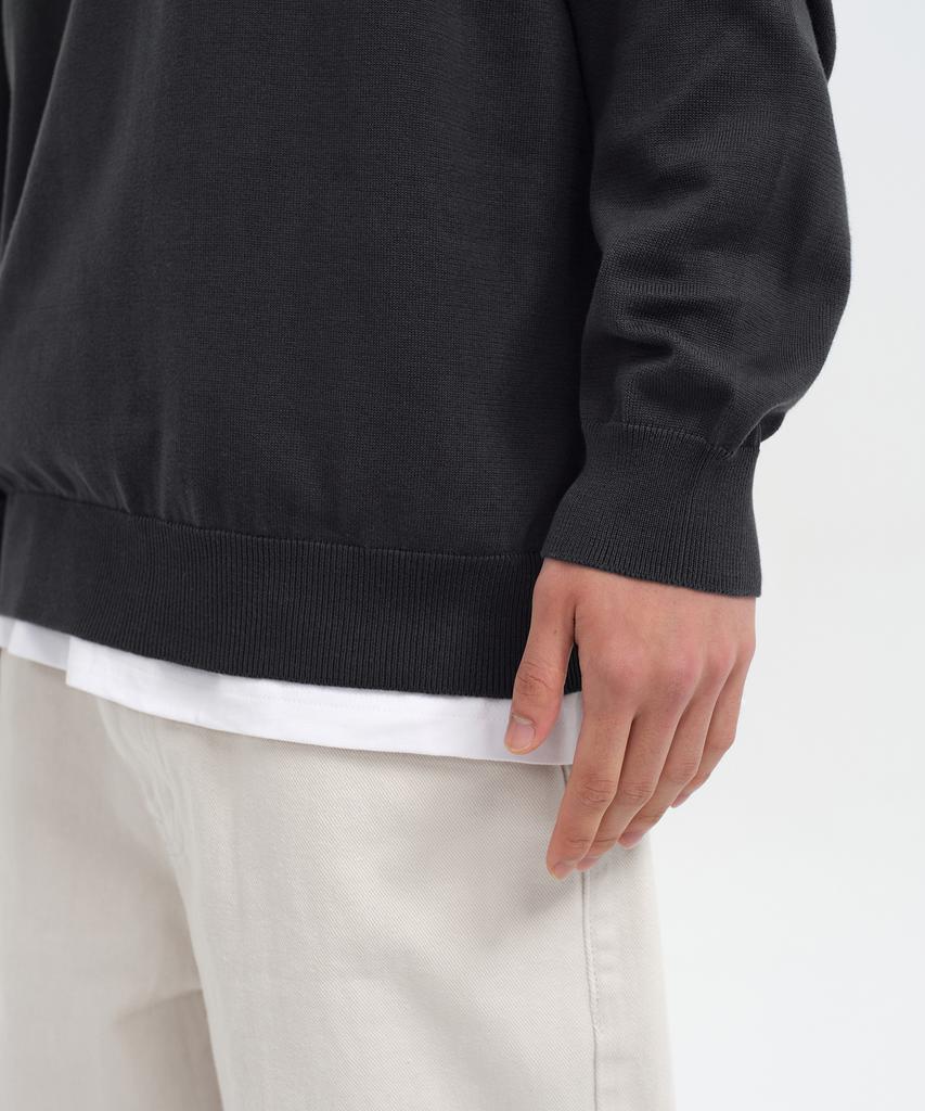 MUSINSA STANDARD Washable Supima Cotton Crew Neck Knit [Dark Gray]