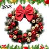 Easy Stick Window Stickers Christmas Wreath Wall Decal Door Sticker with Red Bow Baubles & Pinecones Winter Holiday Decor Removable Art for