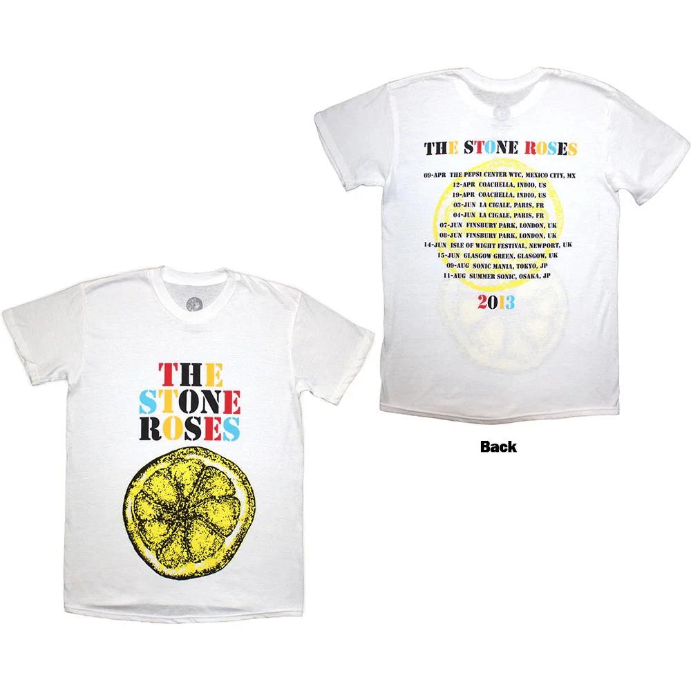 The Stone Roses T-skjorte: Turné 2013 (Hvit) (Tilbake Skriv ut) OFFISIELL NY