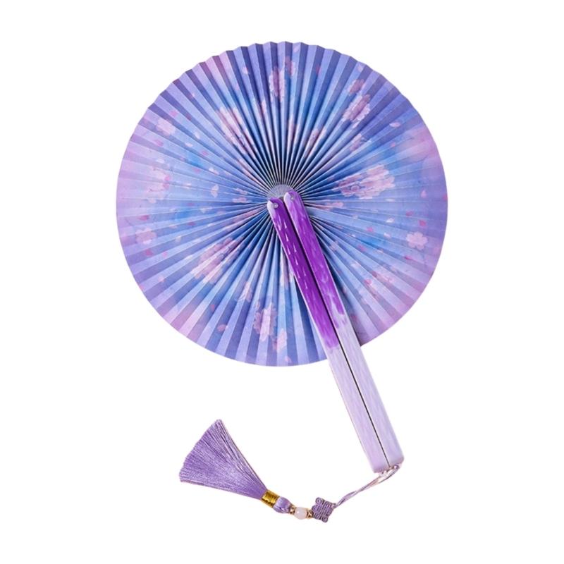 Handheld Hand Fan With Pendant Magnetic Folding Fan For Women Vintaged Shape Paper Fan For Weddings And Decorations