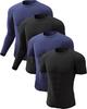2 Pack Men's Compression Shirts Long Short Sleeve Rash Guard Workout Top, Black