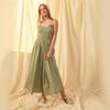 Women's Spaghetti Strap Sleeveless Gingham Print A Line Mid Waist Vintage Maxi Dress Sundress