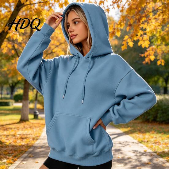Activewear for Running And Travel Women Oversized Pullover Hoodie Cotton Blend Long Sleeve Sweatshirt Adjustable Sweatshirt with Pocket Drawstring