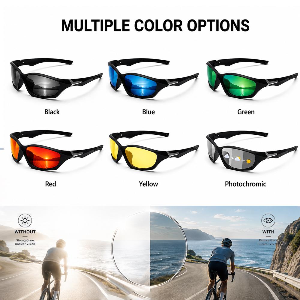 Polarized Sports Sunglasses for Men UV400 Driving Fishing Cycling Sunglasses Lightweight Outdoor Running Shades Eyewear