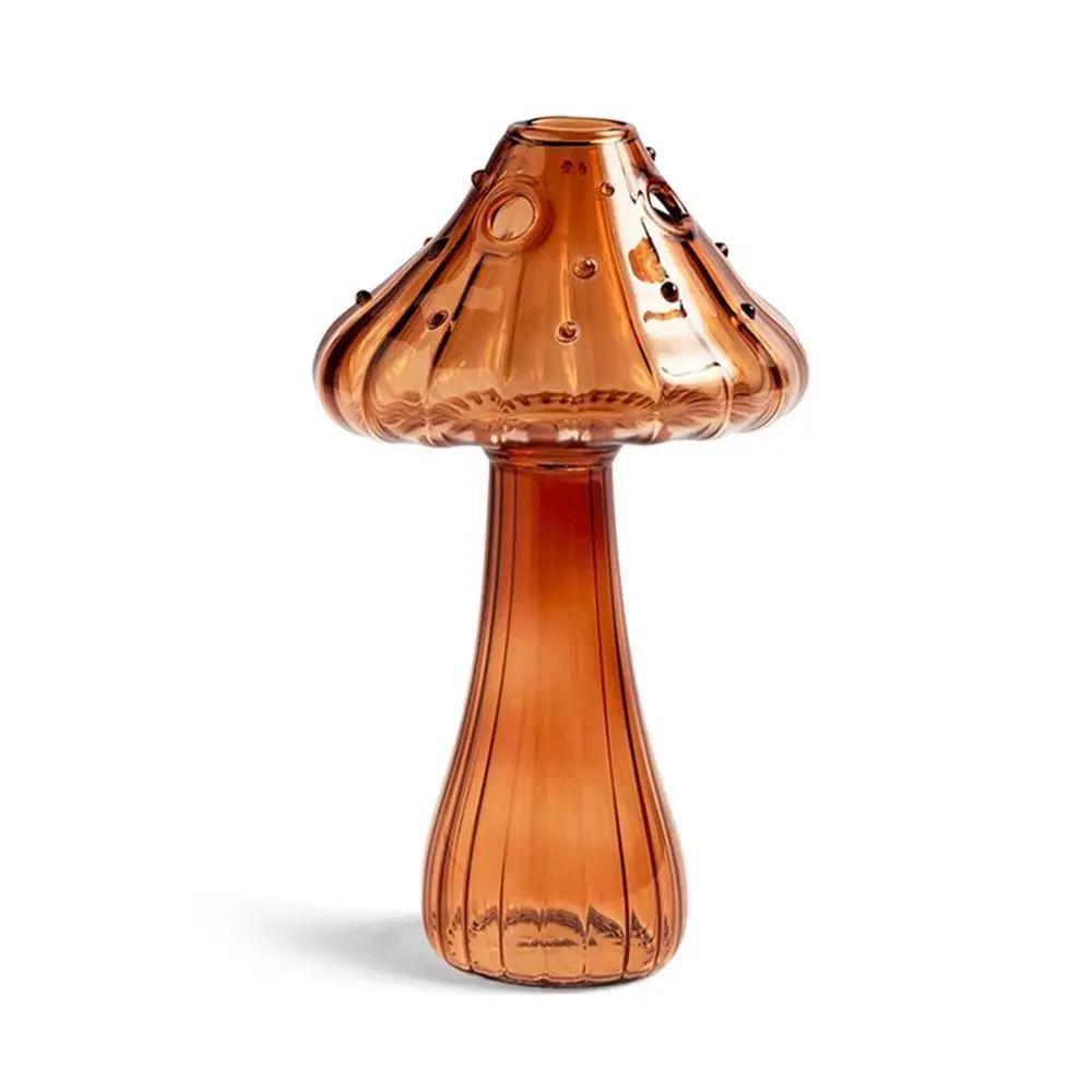 Pilzförmige Blumenvase, transparente Glasvase, Pflanzen-Hydrokultur-Aromatherapie-Flasche, Desktop-Dekoration, Ornament