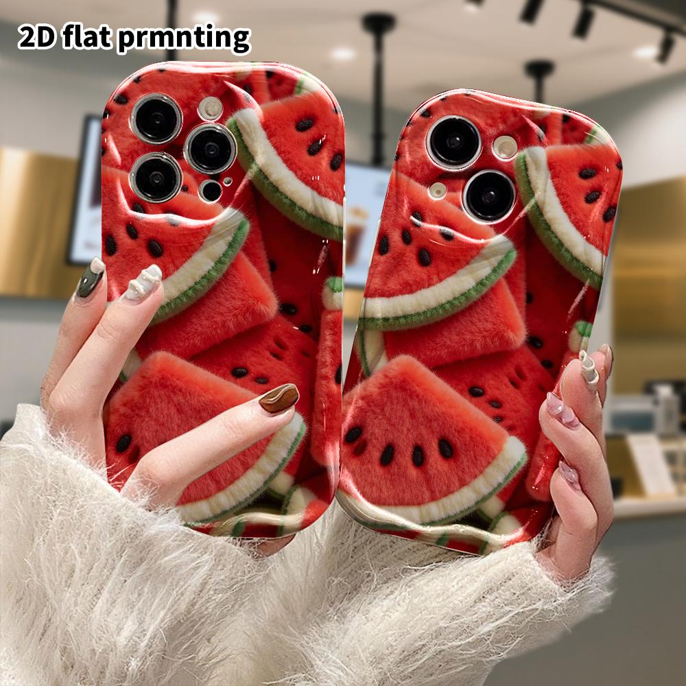 Phone Case: 2D flat, fits iPhone 18, 17, 16, 15, 14, 13, 12Pro protective case, watermelon slice, perfect Christmas and Halloween holiday gift