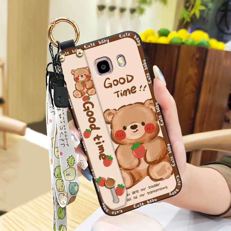 Anti-dust Wrist Strap Phone Case For Samsung Galaxy J510/J5 2016/J5108 Fashion Design Kickstand Silicone Cute Anti-knock