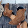 2025 Fashion Solid Color Women's Mid Top Boots Mid Heel Boots Embroidered Western Cowboy Boots Classic Women Low Heels Shoes