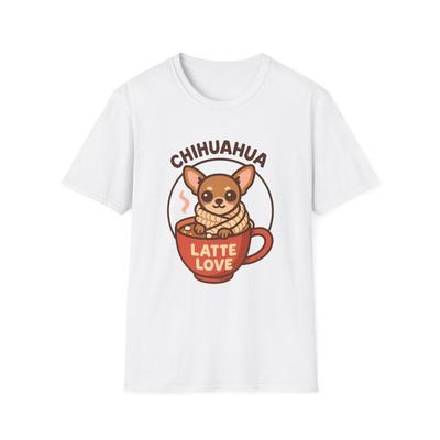 Unisex Softstyle T-Shirt Cozy Chihuahua Coffee Lover Cute Canine Art