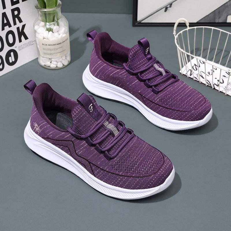 2025 Spring/Summer Women's Non-Slip Soft Sole Flyknit Walking Shoes for Middle-Aged and Elderly