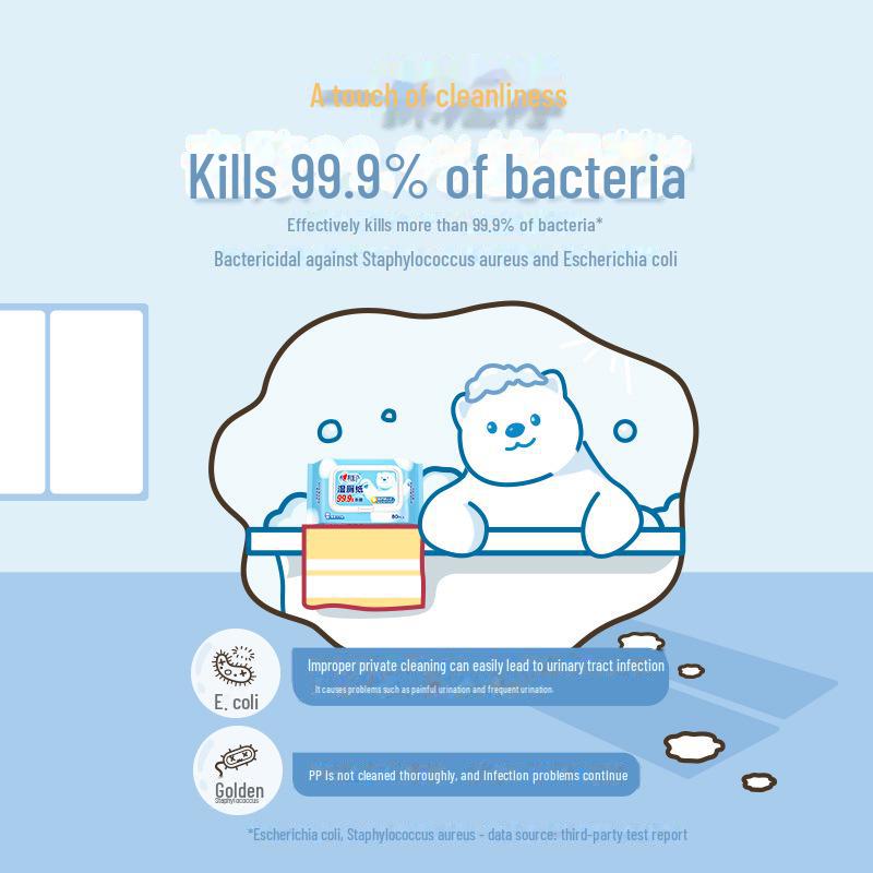 Xinxiangyin milde skyllbare våtservietter - 80 ark, 5 pakker for voksen bruk