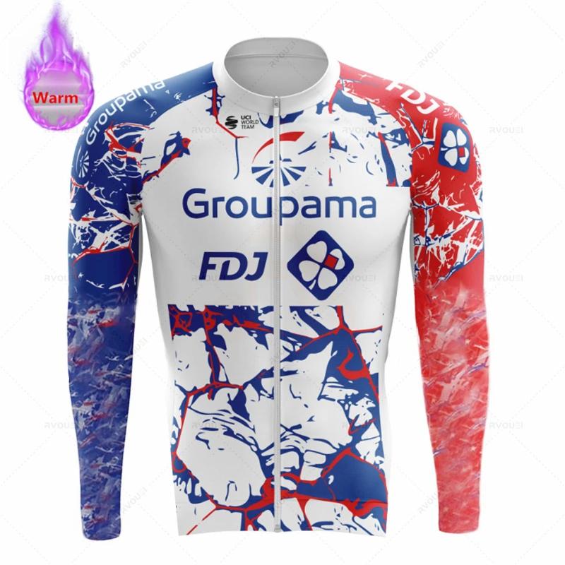 Fdj Team 2026 Winter Cycling Clothing Men's Thermal Fleece Bicycle Clothing Set Outdoor MTB Bike Bib Pants Ropa Maillot Ciclismo