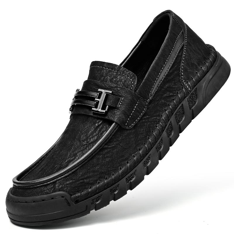 

Мужская повседневная обувь ручной работы, удобные и дышащие мокасины, мужская деловая обувь на плоской подошве, обувь для вождения 46 чёрный