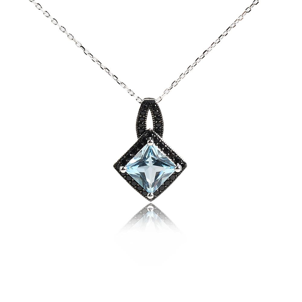 925 silver ring earrings pendant necklace natural sky blue Topaz real gemstone fine jewelry set for women's Daily and party wear