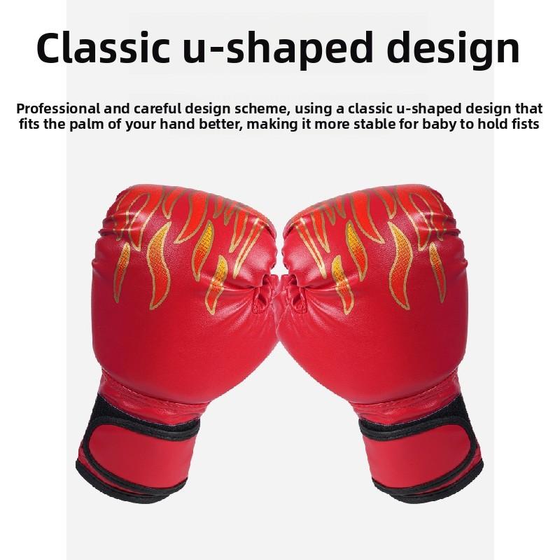 Tiger Flame Print Childrens Boxing Gloves Pu Material For Kids And Teens With Impact Protection For Training