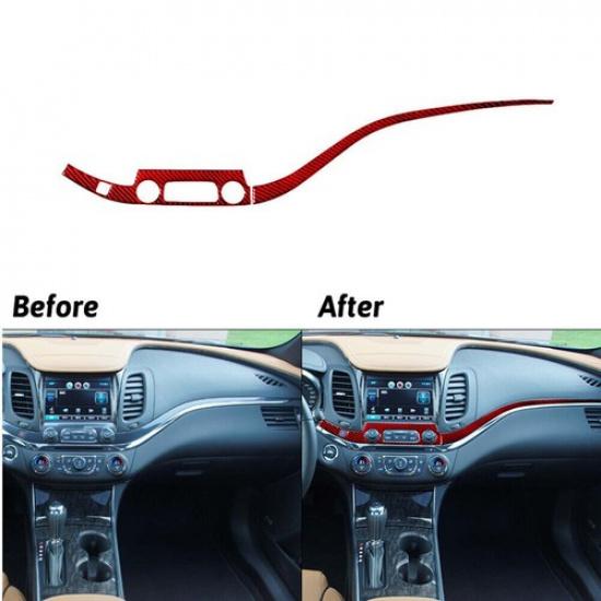 Red Center Control Button+Dashboard Trim Carbon Fiber For Chevy Impala 2014-