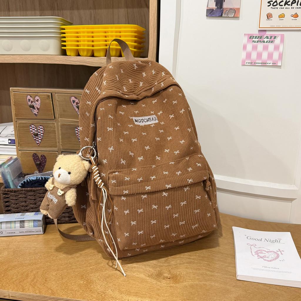 Schoolbag, High Aesthetic Value, Soft Girl Bow, Girly Cuteness, Korean Fashion, Versatile Laptop Backpack for Middle and High School Students