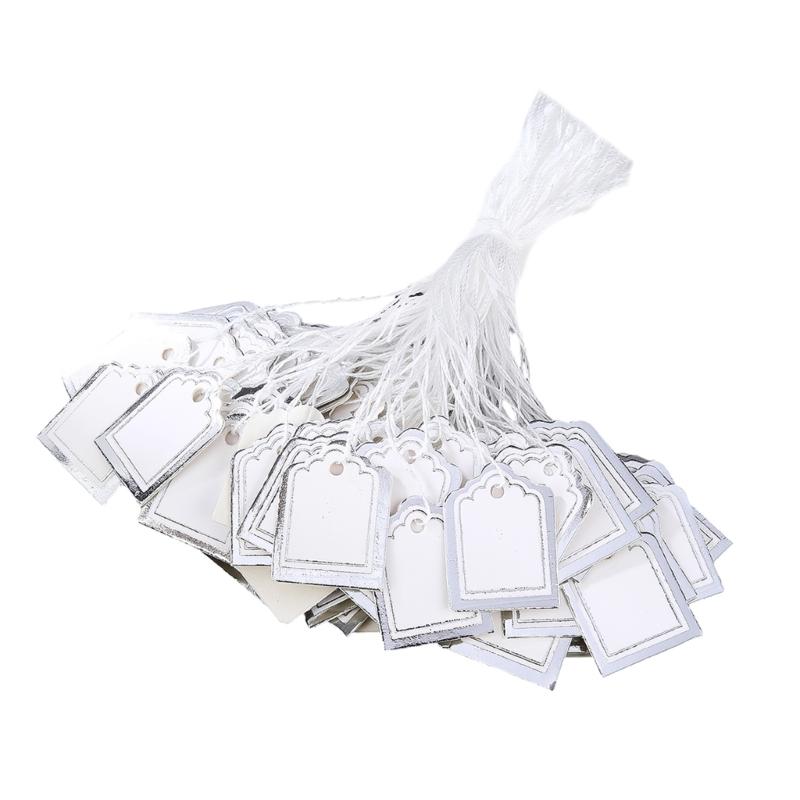 

500Pcs Trapezoid Price Labels for Jewelry Display Sturdy Paper Hanging Cards with Pre Punched Holes срібний