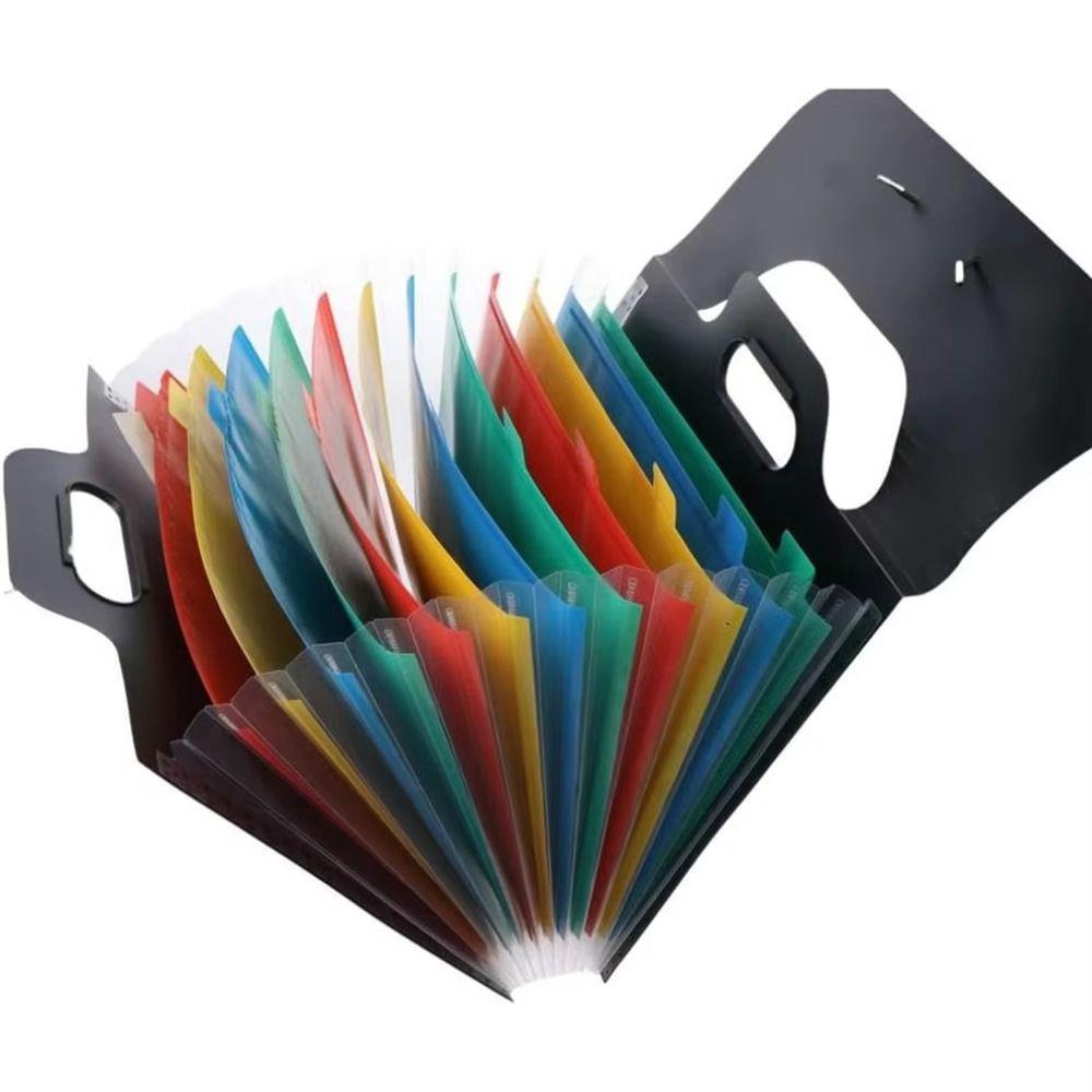 Colorful Inner Accordion File Organizer Buckle Closure A4 Document Bag Expanded File Folders Home