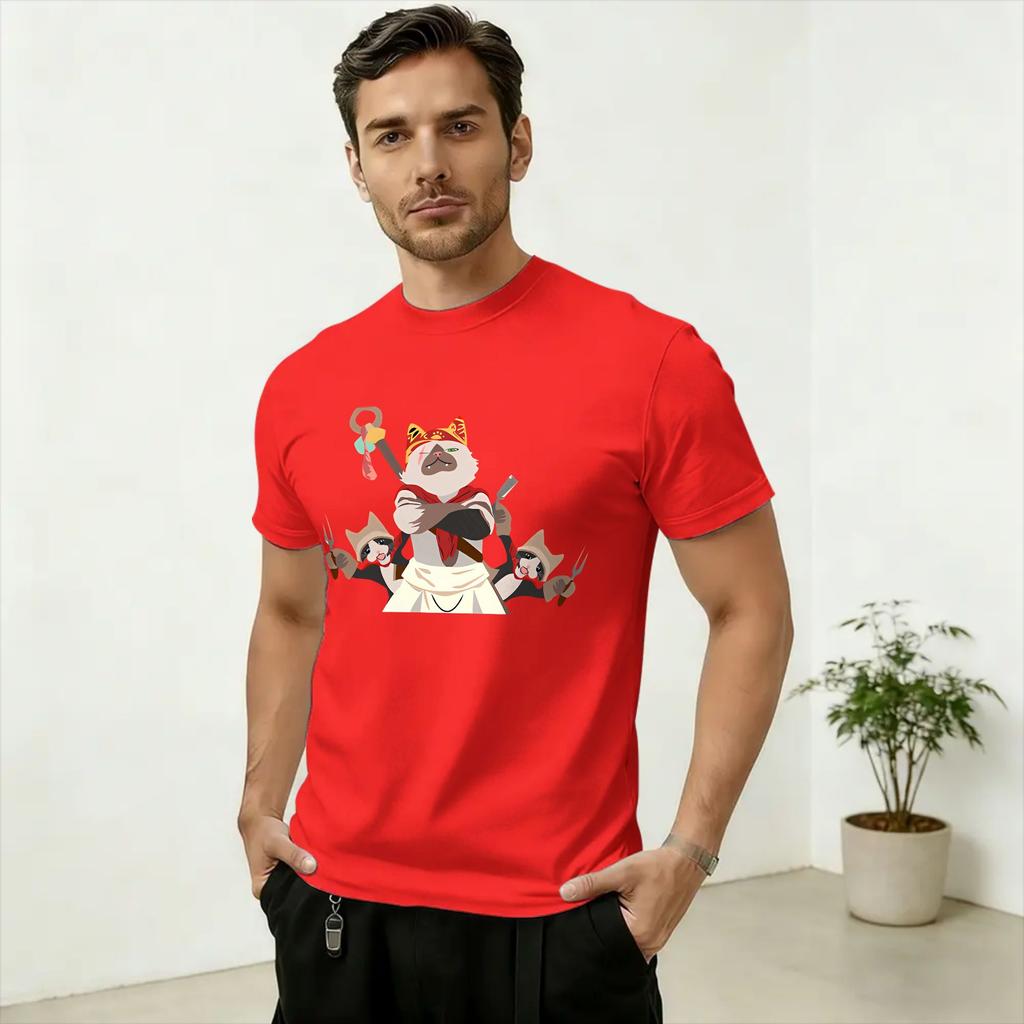 Funny Monsters Hunters Palico Wilds TShirt Unisex Round Collar Pure Cotton T Shirt Short Sleeve Tees Gift Idea Clothing