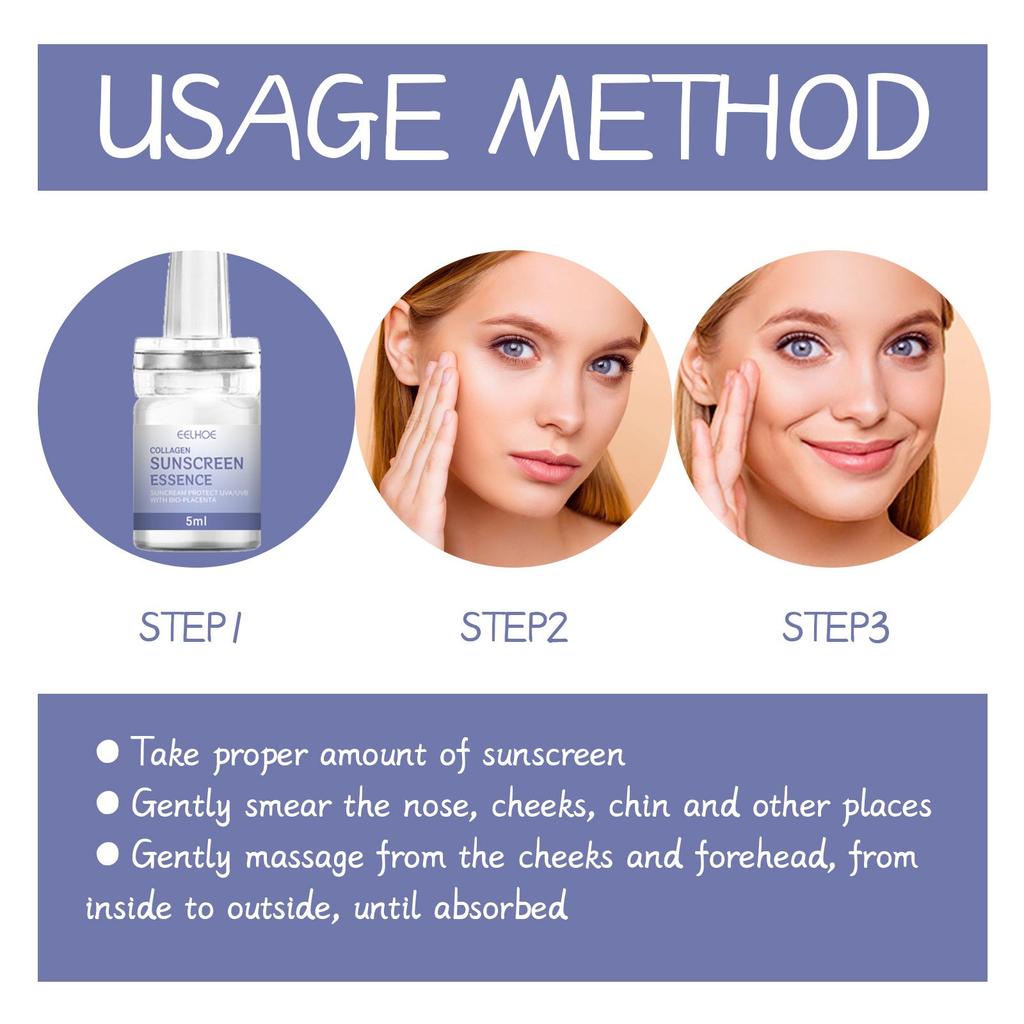 EELHOE Face Essence Collagen Moisturizing Skin Care Refreshing Brightening Rejuvenating Essence Against Strong Sunlight