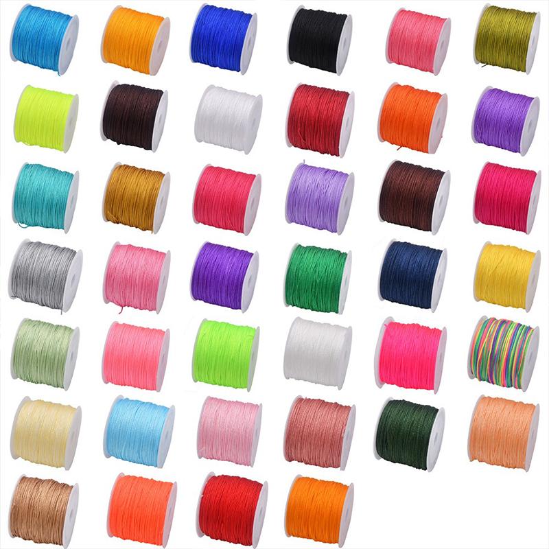 Corda di seta 45M/0,8MM trecciata in nylon per Fai da te per Forniture per la creazione di gioielli Nappe Perline Artigianato intrecciato Corda di nylon satinato CS003