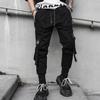 Pantaloni da jogging Hip Hop da uomo neri con nastri multitasche pantaloni sportivi da uomo streetwear pantaloni casual da uomo