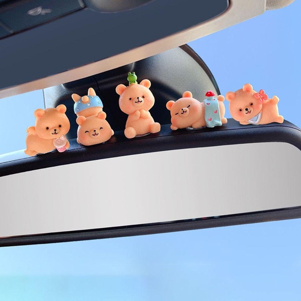 1Set Cartoon Tier Auto Spiegel Hängeanhänger Kreatives Harz Rückspiegel Ornament Auto Innendekoration Autozubehör