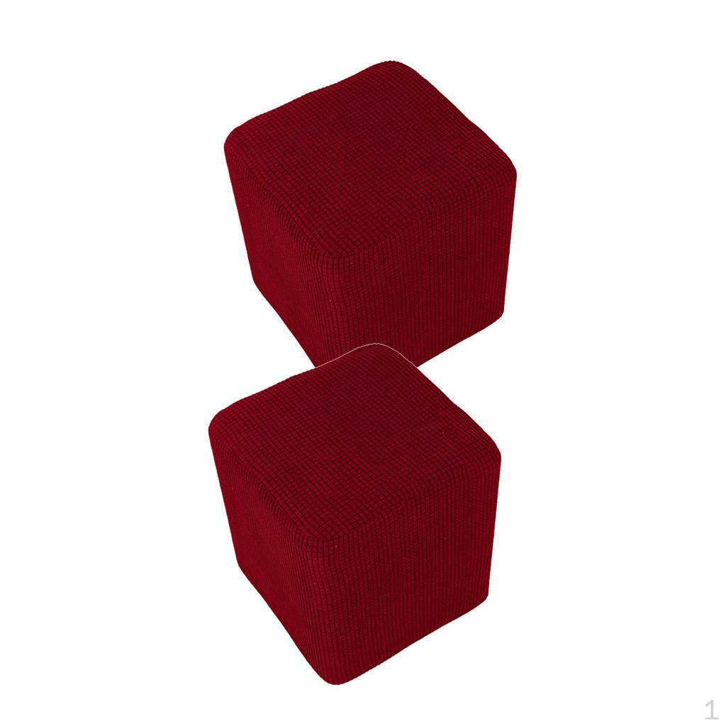 

2 прямоугольных чехла на табуретку для ног, чехол для пуфика, эластичное дно 25~33cm_2x Red