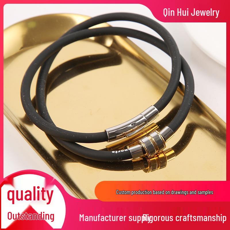 Men's Titanium Steel Negative Ion Silicone Choker Pendant - Unisex Fashion Jewelry