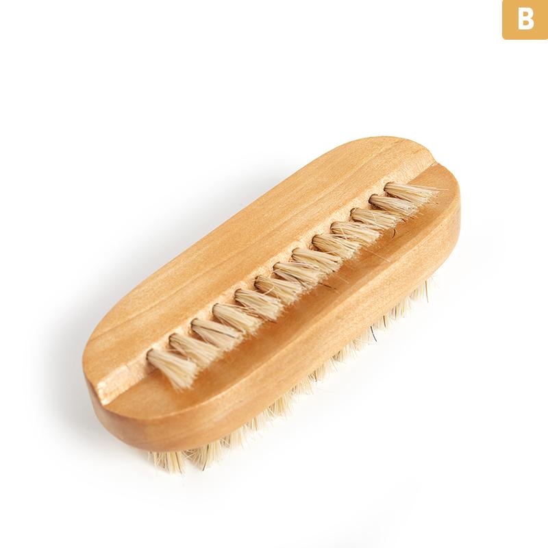 

Wooden Nail Brush Scrubbing Finger Toe Washing Up Double Sided Bristles Oval as the picture