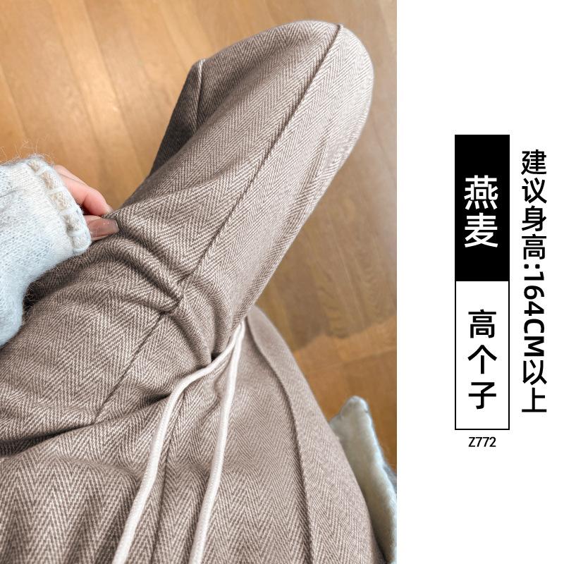 Worsted Woolen Wide-leg Pants for Women's Autumn and Winter New Soft Waxy Drape Narrow Version Straight Cashmere Velvet Pants