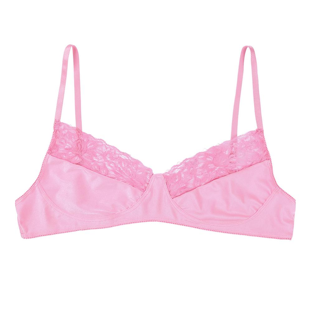 Mens Sissy Lingerie Lace Wire-Free No Padded Triangle Bralette Push Up Crossdress Bra Top Underwear