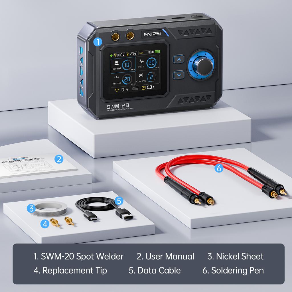 FNIRSI SWM-11 Portable Spot Welder Double Pulse Battery Welding Machine 18611 Battery DIY Pack Welding Tool 1.1mm Nickel Chip