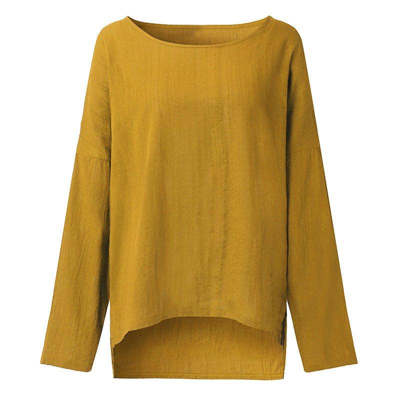 Women's Casual Vintage Cotton Linen Loose Long Sleeve Shirt For Effortless Style