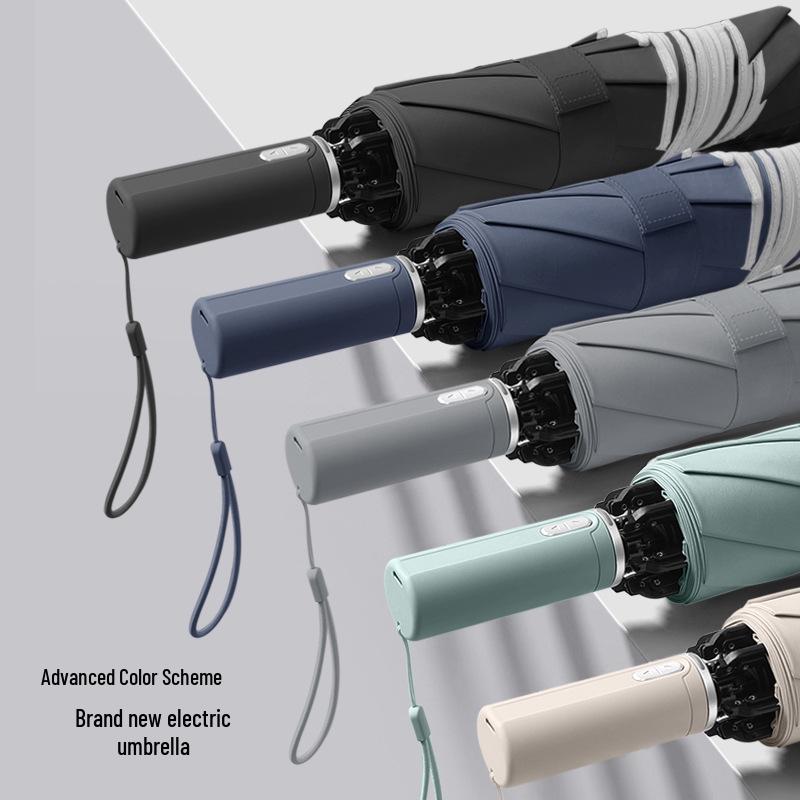 SmartTech Dual-Use Electric Umbrella: Automatic Open/Close, Reverse Sun/Rain Protection, Reflective Strip, Custom Gift Option.