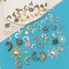 18/48Pcs/Lot  Zinc Alloy Antique Silvery Star Moon Pendant Personality DIY Earrings Pendant for Hand Chain Necklace Mardi Gras Day Ramadan