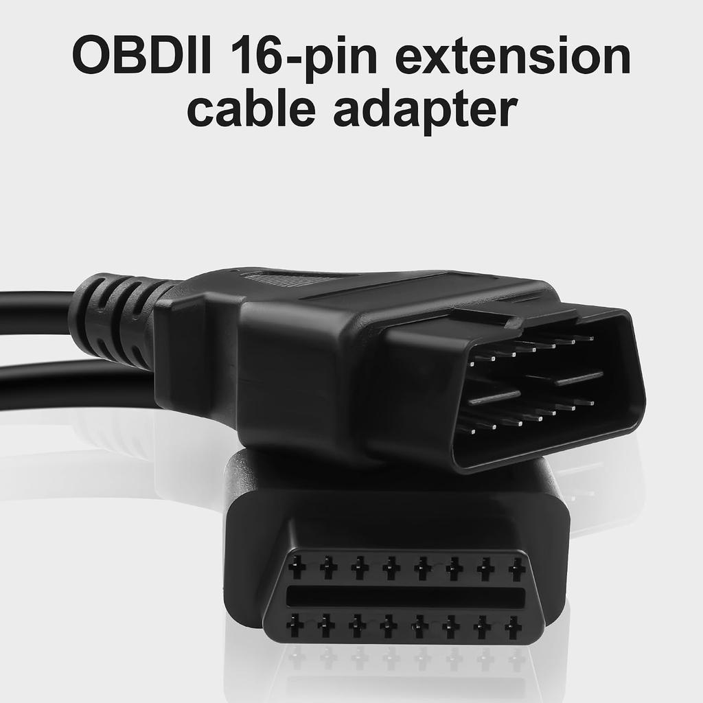OBD2 Extension Cable OBD II 16 Pin Male to Female Diagnostic Extender Cord for OBD-II Scan Tool Compatible for All OBD2 Vehicles (1 Ft)