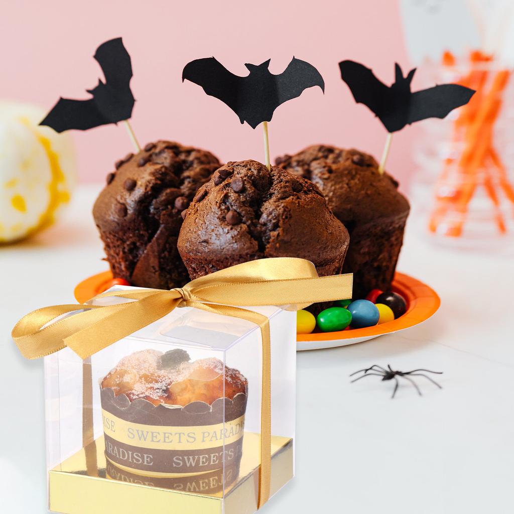12Pcs PVC Cake Packaging Boxes Clear Window Elegant Design for Baking Treats Bakery Cupcake Muffin Transport Container