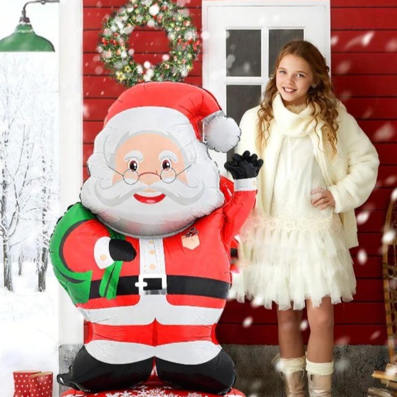 3D Standing Santa Claus Foil Balloon - Self-Standing Christmas Decoration for Xmas/New Year Parties, Family Holiday Home Decor