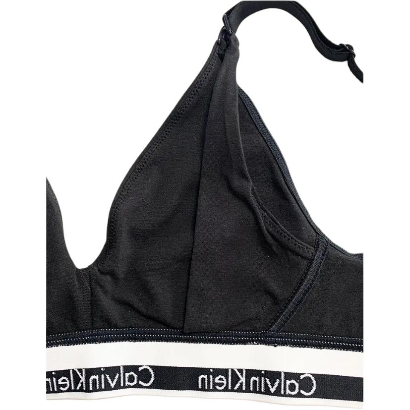 Calvin Klein Wireless Triangle Cup Minimalist Comfortable Bra Women Underwear Starry-Black QF6218-001